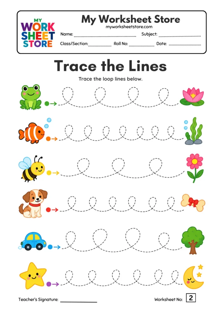 Loop Line Tracing Worksheets