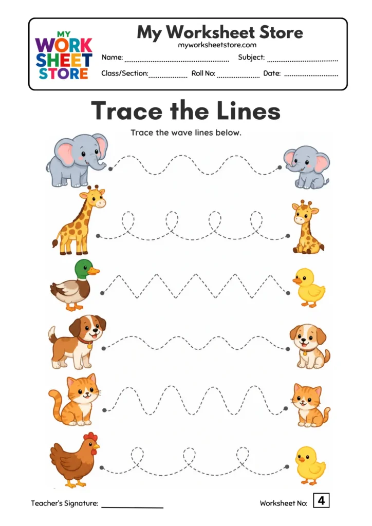 Wave Lines Tracing Worksheets
