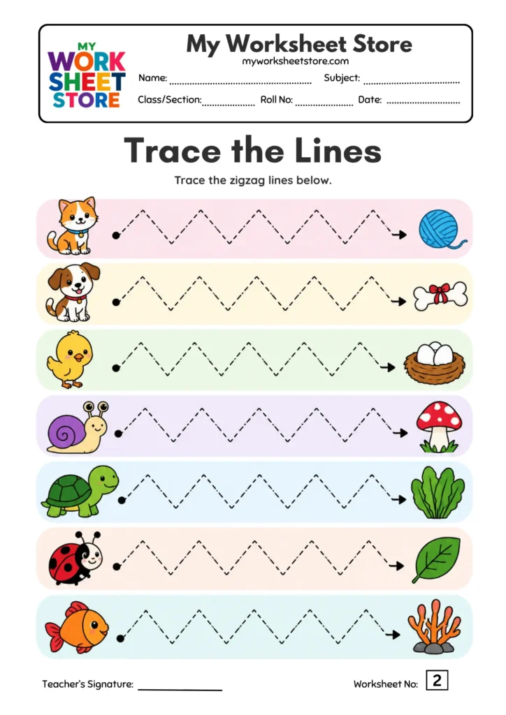 Zigzag Lines Tracing Worksheets